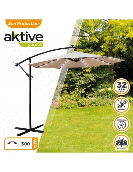Guarda-sol excêntrico 32 luzes LED | Viseiras