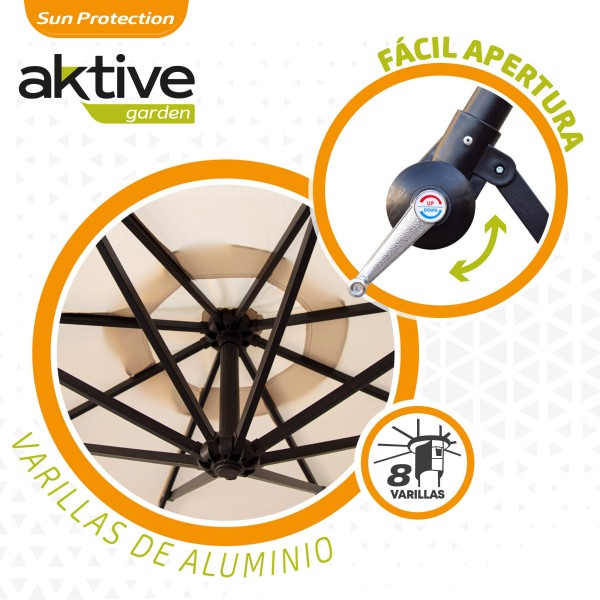 Guarda-sol excêntrico 32 luzes LED | Viseiras