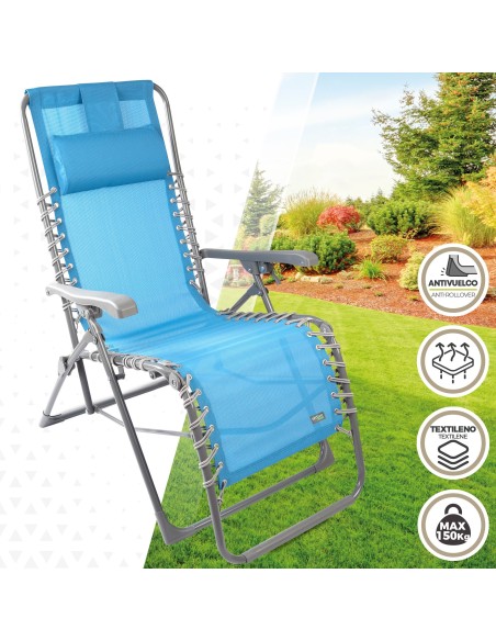 Espreguiçadeira de jardim dobrável azul Gravity 0 | Distria