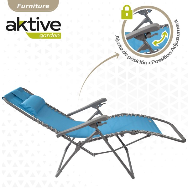 Espreguiçadeira de jardim dobrável azul Gravity 0 | Distria
