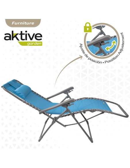Espreguiçadeira de jardim dobrável azul Gravity 0 | Distria