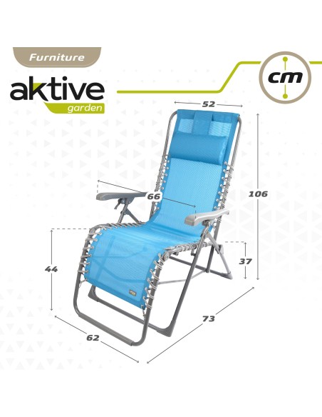 Espreguiçadeira de jardim dobrável azul Gravity 0 | Distria