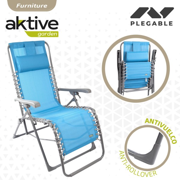 Espreguiçadeira de jardim dobrável azul Gravity 0 | Distria