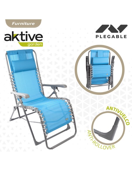 Espreguiçadeira de jardim dobrável azul Gravity 0 | Distria