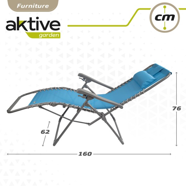 Espreguiçadeira de jardim dobrável azul Gravity 0 | Distria
