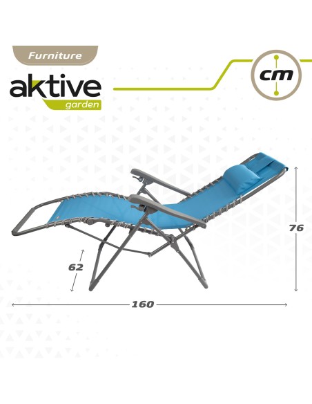 Espreguiçadeira de jardim dobrável azul Gravity 0 | Distria