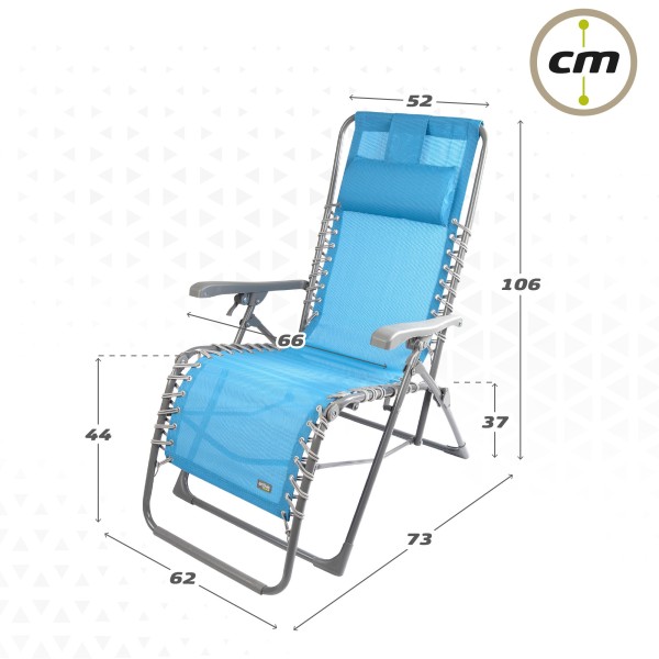 Espreguiçadeira de jardim dobrável azul Gravity 0 | Distria