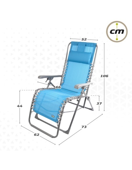 Espreguiçadeira de jardim dobrável azul Gravity 0 | Distria