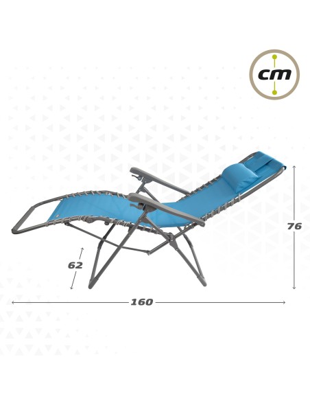 Espreguiçadeira de jardim dobrável azul Gravity 0 | Distria