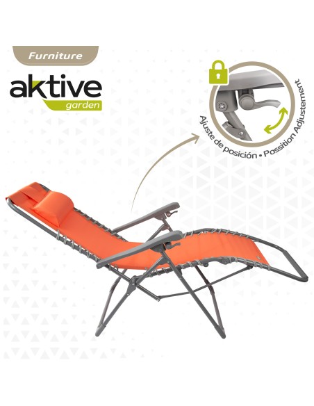 Espreguiçadeira de jardim dobrável laranja Gravity 0 | Distria