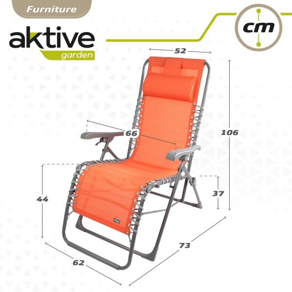 Espreguiçadeira de jardim dobrável laranja Gravity 0 | Distria