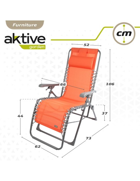 Espreguiçadeira de jardim dobrável laranja Gravity 0 | Distria