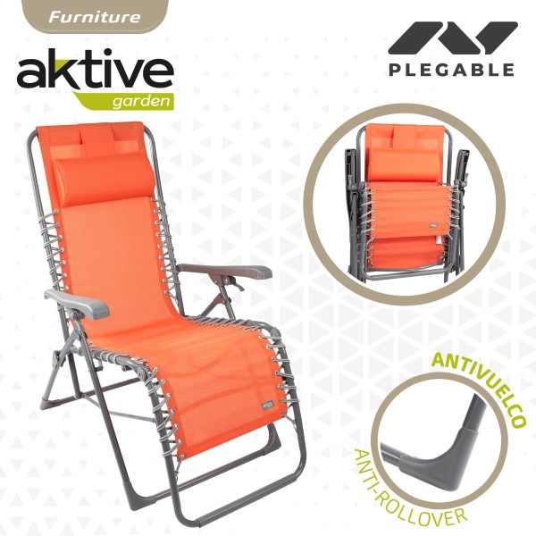 Espreguiçadeira de jardim dobrável laranja Gravity 0 | Distria