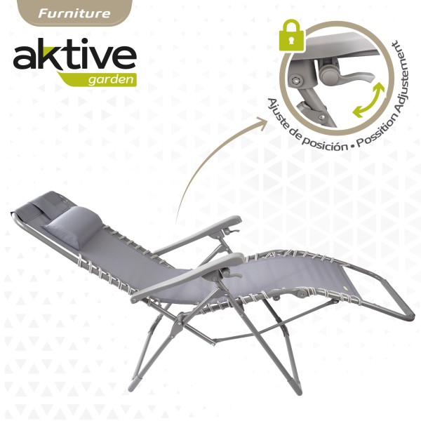 Espreguiçadeira de jardim dobrável cinza Gravity 0 | Distria