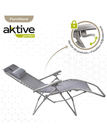 Espreguiçadeira de jardim dobrável cinza Gravity 0 | Distria