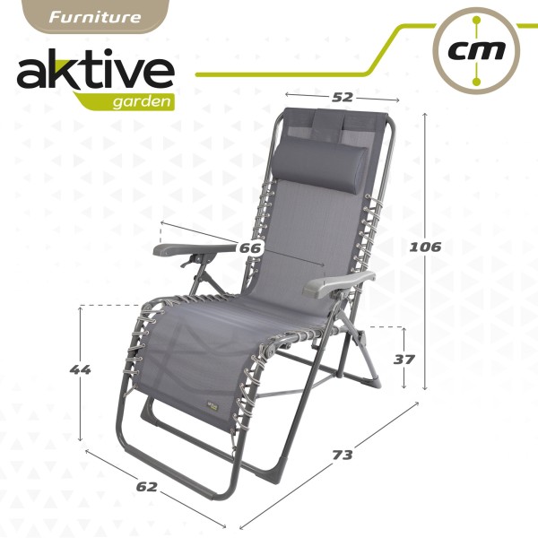 Espreguiçadeira de jardim dobrável cinza Gravity 0 | Distria