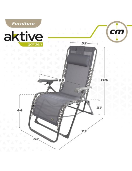 Espreguiçadeira de jardim dobrável cinza Gravity 0 | Distria