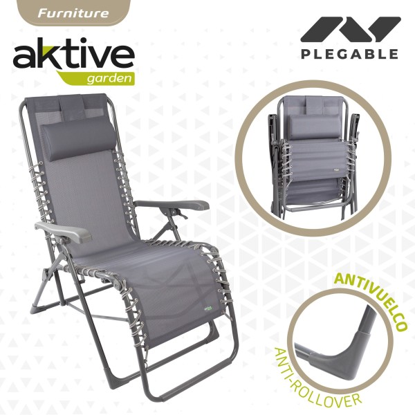 Espreguiçadeira de jardim dobrável cinza Gravity 0 | Distria