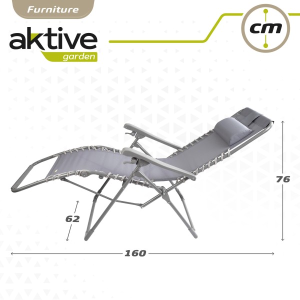 Espreguiçadeira de jardim dobrável cinza Gravity 0 | Distria