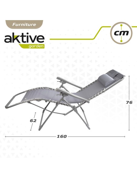 Espreguiçadeira de jardim dobrável cinza Gravity 0 | Distria