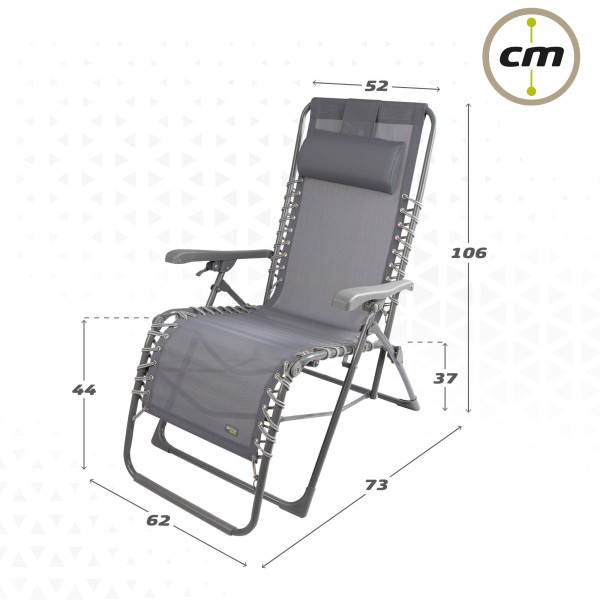Espreguiçadeira de jardim dobrável cinza Gravity 0 | Distria
