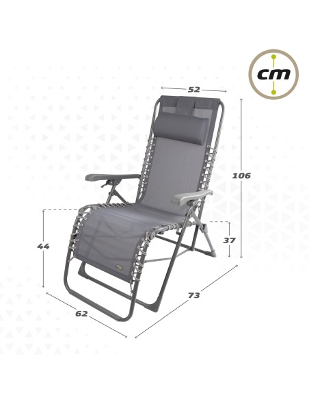 Espreguiçadeira de jardim dobrável cinza Gravity 0 | Distria