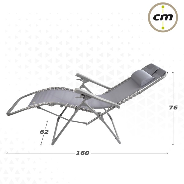 Espreguiçadeira de jardim dobrável cinza Gravity 0 | Distria