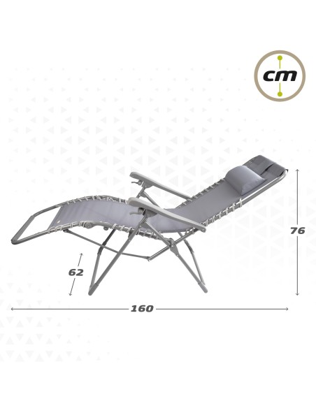 Espreguiçadeira de jardim dobrável cinza Gravity 0 | Distria