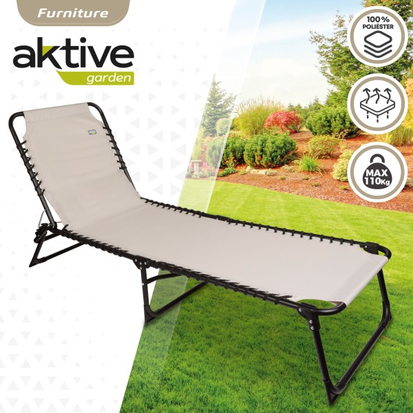 Espreguiçadeira dobrável multi-posição creme | Móveis de jardim