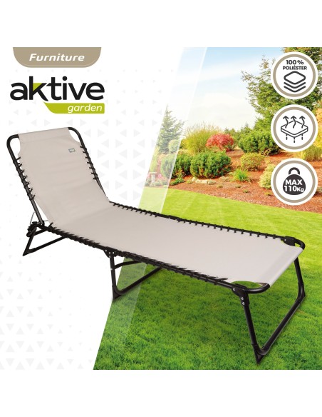 Espreguiçadeira dobrável multi-posição creme | Móveis de jardim