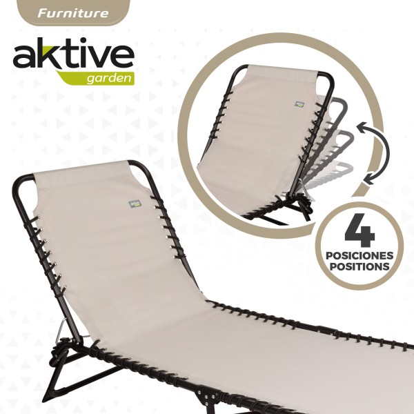 Espreguiçadeira dobrável multi-posição creme | Móveis de jardim