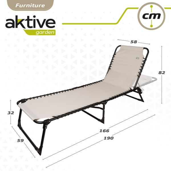 Espreguiçadeira dobrável multi-posição creme | Móveis de jardim
