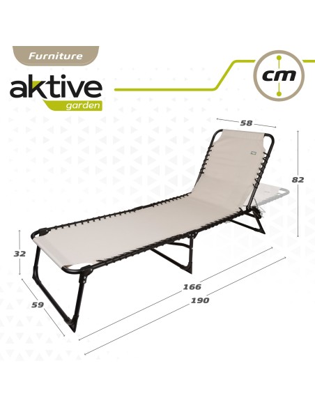 Espreguiçadeira dobrável multi-posição creme | Móveis de jardim