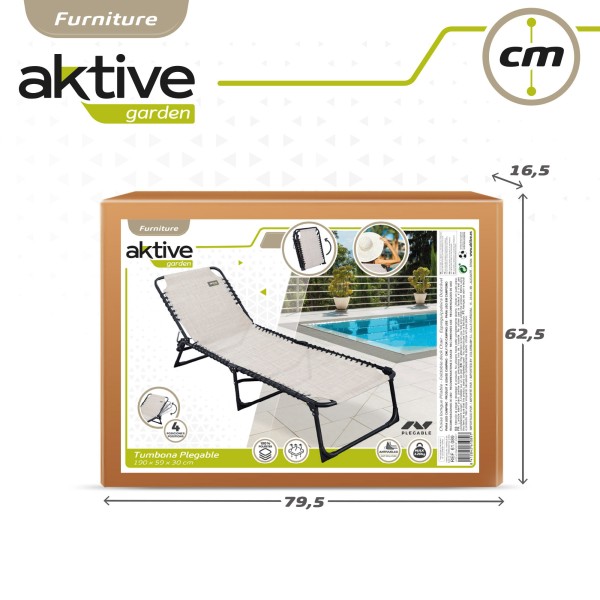 Espreguiçadeira dobrável multi-posição creme | Móveis de jardim