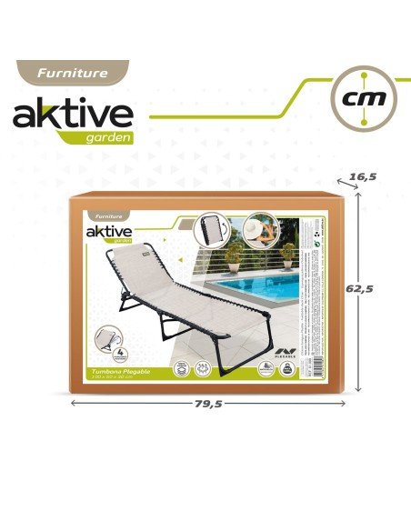 Espreguiçadeira dobrável multi-posição creme | Móveis de jardim