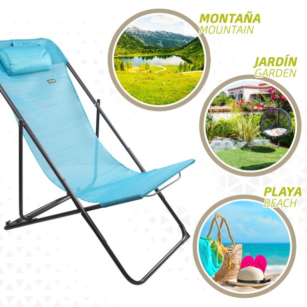 Cadeira Rede dobrável azul - Mobiliário de jardim | Distria