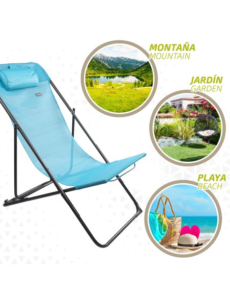 Cadeira Rede dobrável azul - Mobiliário de jardim | Distria