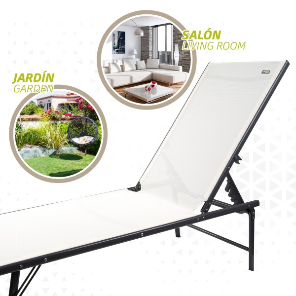 Espreguiçadeira de jardim multiposições branca | Distria