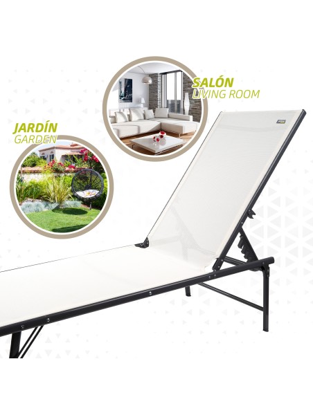 Espreguiçadeira de jardim multiposições branca | Distria