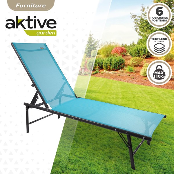 Espreguiçadeira de jardim multiposições azul | Distria