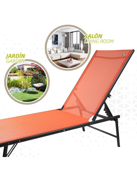Espreguiçadeira de jardim multiposição laranja | Distria