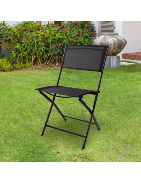 Cadeira de jardim dobrável preta com alça de transporte | Distria