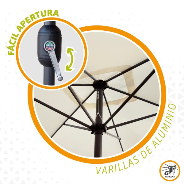Guarda-chuva para terraço e jardim retangular 2x3m | Distria