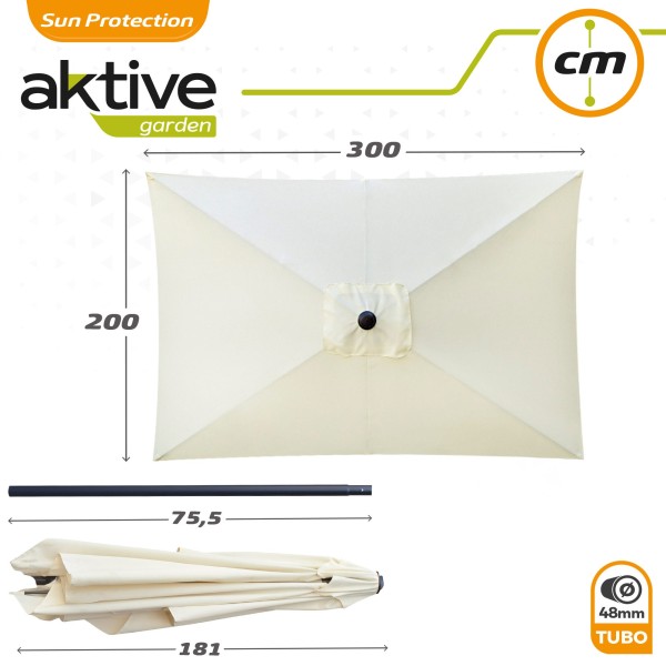 Guarda-chuva para terraço e jardim retangular 2x3m | Distria