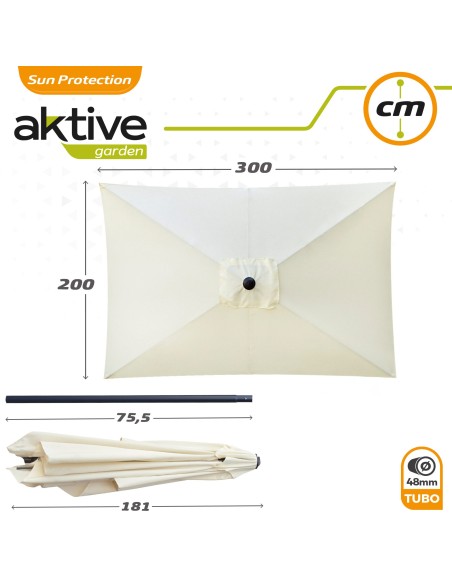 Guarda-chuva para terraço e jardim retangular 2x3m | Distria
