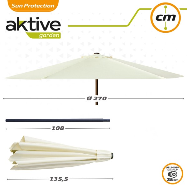Guarda-sol terraço Ø270 cm creme - Guarda-sóis | Distria