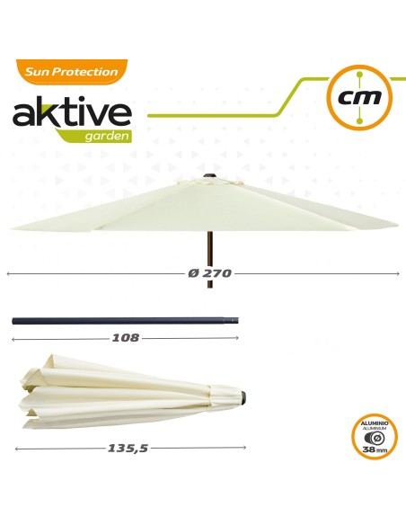 Guarda-sol terraço Ø270 cm creme - Guarda-sóis | Distria