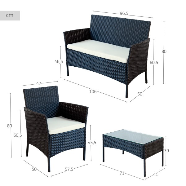 Conjunto de móveis de terraço em vime | Distria
