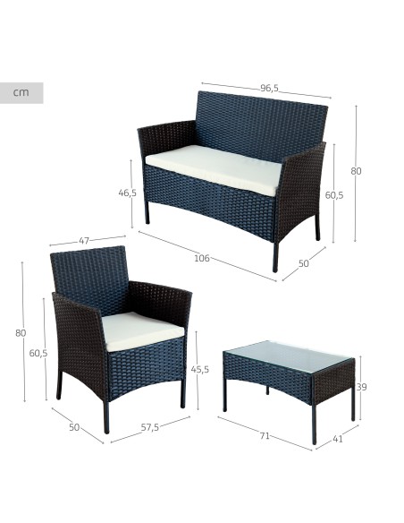 Conjunto de móveis de terraço em vime | Distria