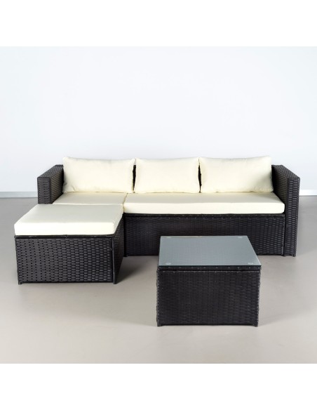 Conjunto de móveis de terraço c/sofá cheslong modular | Distria